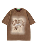 Casual Star Letter Print Suede T-Shirt