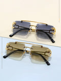 Retro Frameless Square Frame Sunglasses