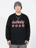 Foamed Fleece Letter Print Pullover Hoodie