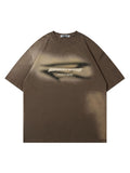 Washed Spray Painting Foam Print T-Shirt