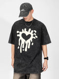 Retro Washed Cotton Foam Heart T-Shirt