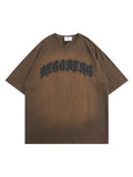 Loose-Fitting Washed Letter Print T-Shirt