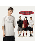 Letter Print Contrast Color Washed T-Shirt