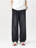 Casual Washed Drawstring Solid Color Jogger