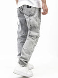 Bear Print Denim Patch Gradient Tie-Dye Jeans