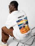 Loose-Fitting Sunset Beach Print T-Shirt