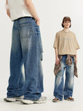 Retro Solid Color Ripped Jeans