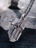 Silver Necklace Shining Crystal Raw Stone Pendant Necklaces