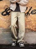 Retro Pleated Washed Cargo Jeans
