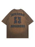 Loose-Fitting Washed Letter Print T-Shirt