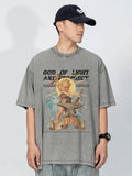Retro Angel Print Washed T-Shirt