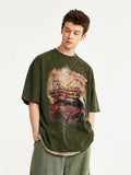 Retro Washed Flame Print T-Shirt