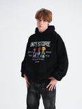 Loose-Fitting Cartoon Print Pocket Hoodie