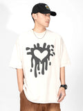 Retro Washed Cotton Foam Heart T-Shirt