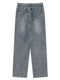 Retro Splicing Washed Wide-Legged Jeans
