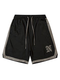 Retro Gothic Letter Embroidery Stitching Sports Shorts