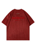 Suede Lettered Embroidered Print T-Shirt
