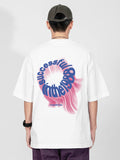 Letter Print Contrast Color Washed T-Shirt