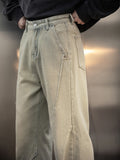 Retro Pleated Washed Cargo Jeans
