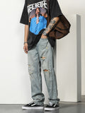 Retro Ripped Patched Washed Jeans