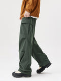 Solid Color Pleated Paratrooper Cargo Pants