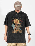 Retro Angel Print Washed T-Shirt