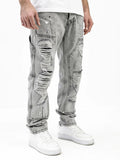 Bear Print Denim Patch Gradient Tie-Dye Jeans