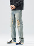 Retro Ripped Patched Jeans