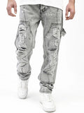 Bear Print Denim Patch Gradient Tie-Dye Jeans