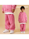 Loose-Fitting Washed Solid Color Kids Pants