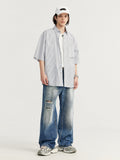 Retro Solid Color Ripped Jeans
