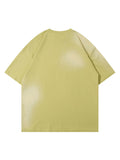 Washed Spray Painting Foam Print T-Shirt