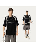 Letter Print Contrast Color Washed T-Shirt