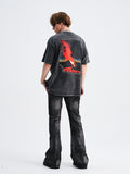 Casual Flames Print Washed T-Shirt