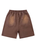 Retro Inkjet Gradient Drawstring Elastic Shorts