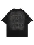 Loose-Fitting Washed Letter Print T-Shirt