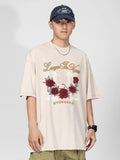 Retro Flame Rose Print Wash T-Shirt