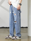 Retro Ripped Casual Straight-Leg Jeans