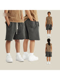 Retro Washed Solid Color Kids Shorts