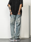 Retro Ripped Patched Washed Jeans