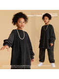 Retro Washed Solid Color Kids Long-Sleeved T-Shirts