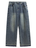 Loose-Fitting Solid  Color Wide-Legged Jeans