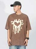 Retro Washed Cotton Foam Heart T-Shirt