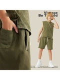 Retro Washed Solid Color Kids Shorts