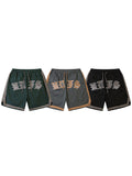 Retro Gothic Letter Embroidery Stitching Sports Shorts