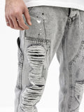Bear Print Denim Patch Gradient Tie-Dye Jeans