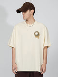 Letter Print Contrast Color Washed T-Shirt