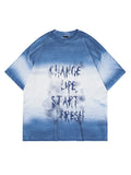 Gradient Inkjet Letter Print T-Shirt