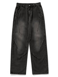 Retro Pleated Washed Cargo Jeans