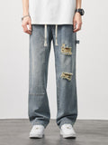 Retro Ripped Casual Straight-Leg Jeans
